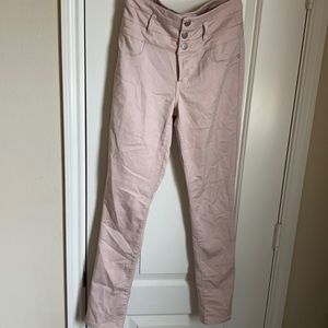 High Waist Skinny Jeans - Light Pink